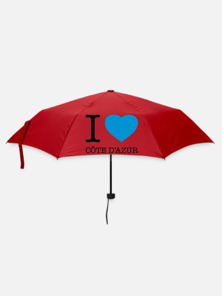 I LOVE COTE D'AZUR France Frankreich - Regenschirm (klein) - Rot