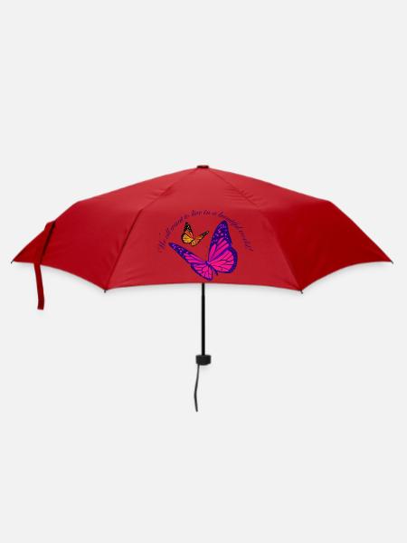 Neon Butterfly Magic - Umbrella (small) - red