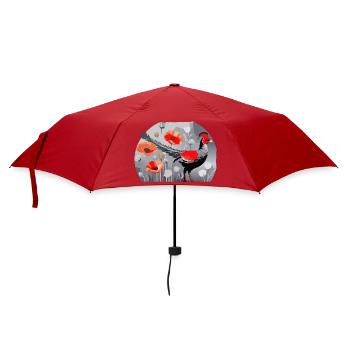 Illustration de faisan et coquelicots - Parapluie standard - rouge - Devant