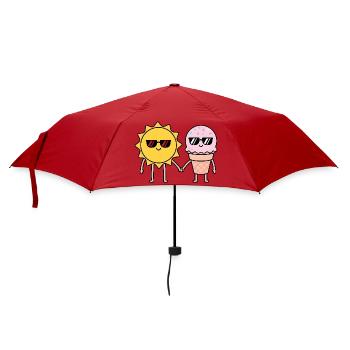 Happy Summer Sun Cartoon - Regenschirm (klein) - Rot - Vorne