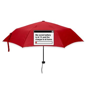 My Social Battery is at 1% - Umbrella (small) - red - Front