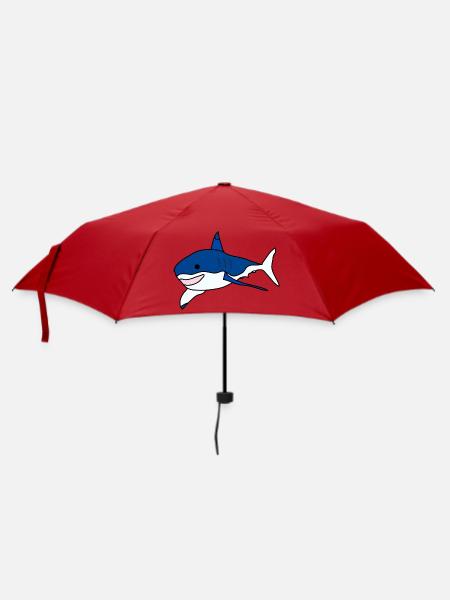 Great White Shark Cartoon - Umbrella (small) - red