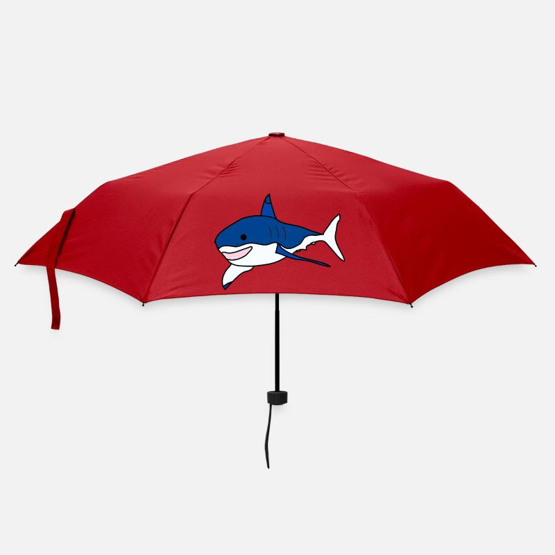Great White Shark Cartoon - Umbrella (small) - red
