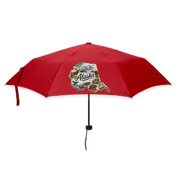 Alaska State Vintage Reise-Souveniraufkleber - Regenschirm (klein) - Rot - Vorne