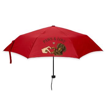 Paws & Love Dachshund Paw Heart - Umbrella (small) - red - Front