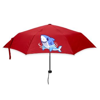 Shark Cartoon - Umbrella (small) - red - Front