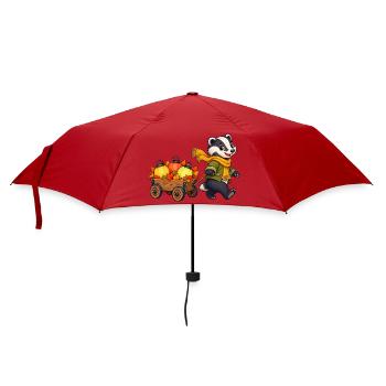 Dachskind mit buntem Blätterlichterwagen - Regenschirm (klein) - Rot - Vorne