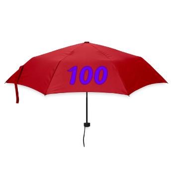 100. 100 JAHRE. 100-JÄHRIGES JUBILÄUM. GEBURTSTAG 100 - Regenschirm (klein) - Rot - Vorne