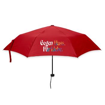 Liebe statt Hass Spruch Positivity Statement - Regenschirm (klein) - Rot - Vorne