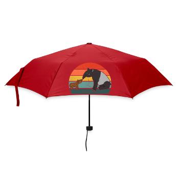 Tapir Familie Mutter Kind Baby Vintage Geschenk - Regenschirm (klein) - Rot - Vorne