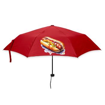 Wasserfarbener Hotdog Kunst - Regenschirm (klein) - Rot - Vorne