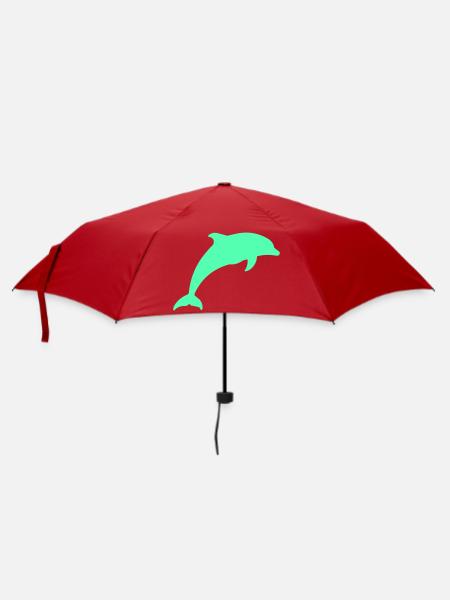 Leuchtender Delfin Silhouette - Regenschirm (klein) - Rot