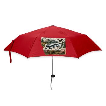 Montana Treasure State Vintage-Reiseaufkleber - Regenschirm (klein) - Rot - Vorne