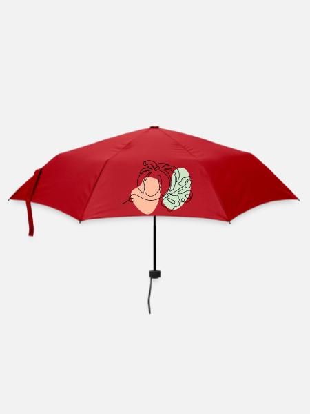 Abstrakte Linienformen mit Farbklecksen - Regenschirm (klein) - Rot