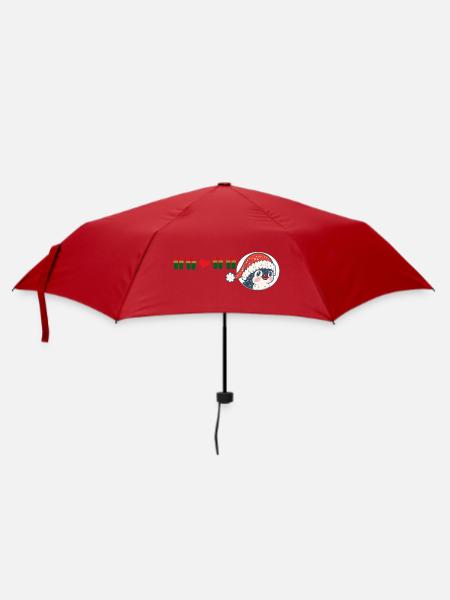 Pinguin mit Weihnachtsmütze - Regenschirm (klein) - Rot