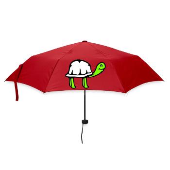 Schildkröte langer Hals lächelt glücklich lustig - Regenschirm (klein) - Rot - Vorne
