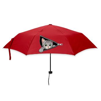 Cute Kitten Zipper Cat - Umbrella (small) - red - Front
