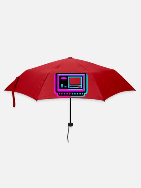 Retro Spielekassette Glitch Icon - Regenschirm (klein) - Rot