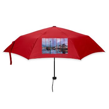 Düsseldorf in Nordrhein Westfalen mit Skyline - Regenschirm (klein) - Rot - Vorne