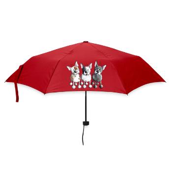 Trois bouledogues français - Bouledogue - Chien - Parapluie standard - rouge - Devant