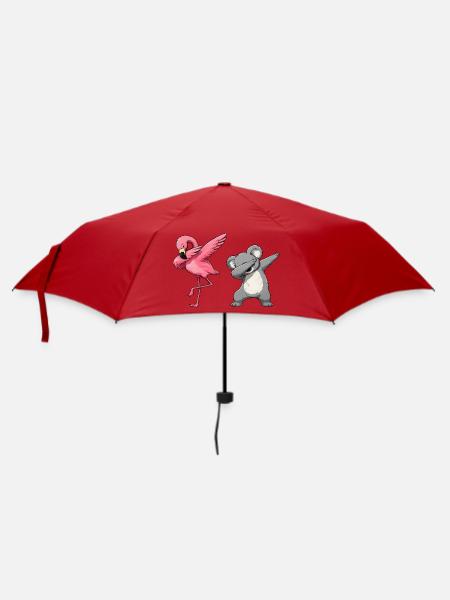 Flamingo Koala Dab Duo - Regenschirm (klein) - Rot