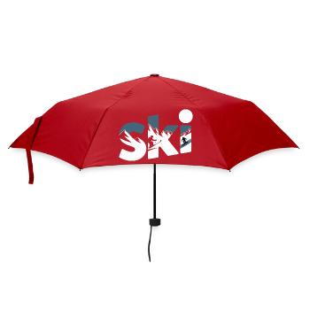 Ski Bergpanorama Typo Design - Regenschirm (klein) - Rot - Vorne