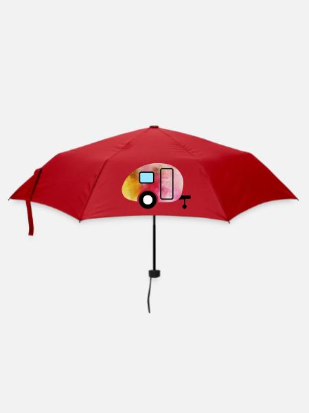 Caravan Aquarell Wohnwagen Camping - Regenschirm (klein) - Rot