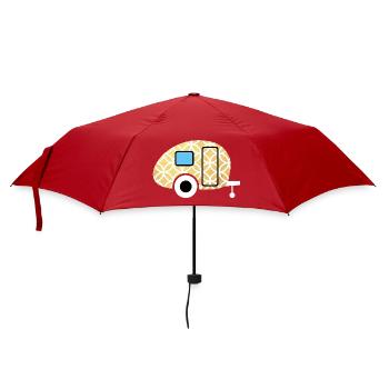 Caravan Gold Lebensblume Camping Muster Glamping - Regenschirm (klein) - Rot - Vorne