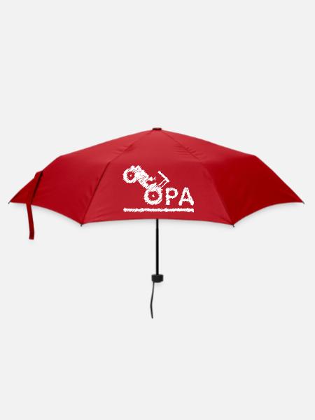 Opa Traktor Landwirt Großvater Geschenk Kritzeln - Regenschirm (klein) - Rot