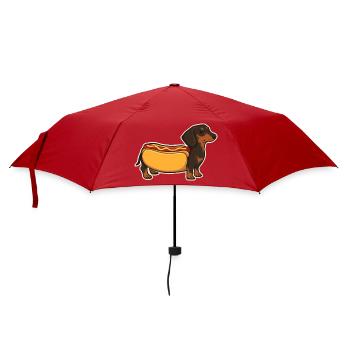 Süßer Dackel Hot-Dog-Brötchen-Aufkleber - Regenschirm (klein) - Rot - Vorne