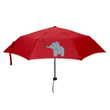 Elephant fabric with hearts - Umbrella (small) - red - Front