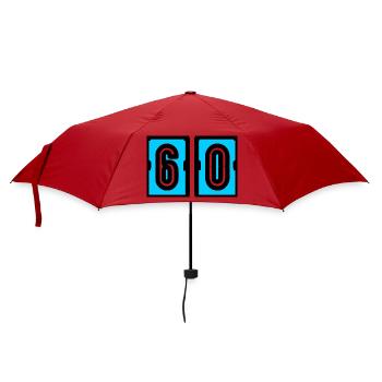 60. 60 JAHRE. 60-JÄHRIGES JUBILÄUM. 60. GEBURTSTAG. - Regenschirm (klein) - Rot - Vorne