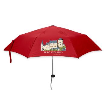 Burg Stolberg Illustration Handzeichnung - Regenschirm (klein) - Rot - Vorne