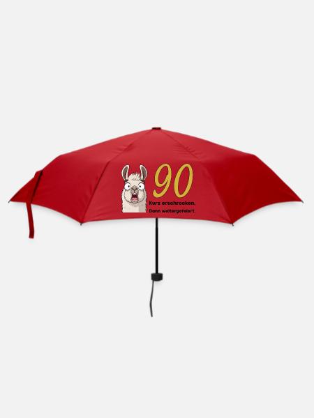 90 Geburtstag – Kurz erschrocken, dann gefeiert - Regenschirm (klein) - Rot