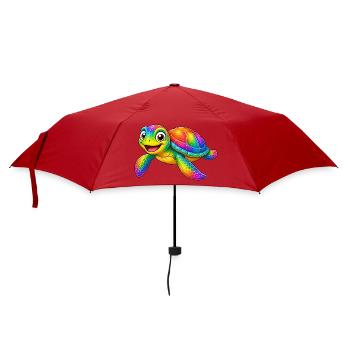 Colorful turtle cartoon funny animal - Umbrella (small) - red - Front