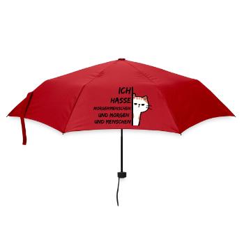 ICH HASSE MORGENMENSCHEN UND MORGEN UND MENSCHEN - Regenschirm (klein) - Rot - Vorne