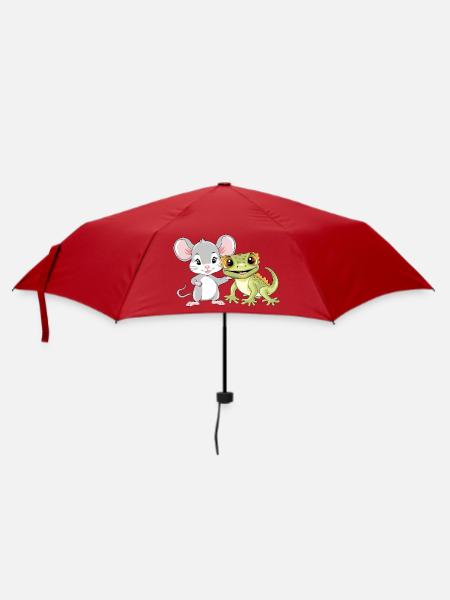 Little_mouse_and_gecko_are_best_friends - Regenschirm (klein) - Rot