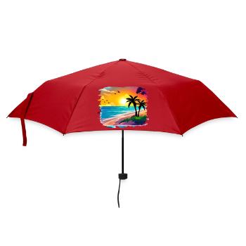 Summer Sunset Beach Watercolor - Umbrella (small) - red - Front