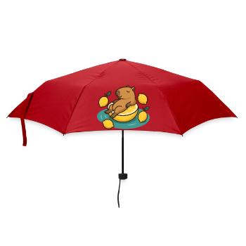 Chilling Capybara on Lemon Cartoon - Umbrella (small) - red - Front
