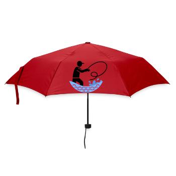 Angeln & Fischen | Petri Heil Hobby Logo - Regenschirm (klein) - Rot - Vorne