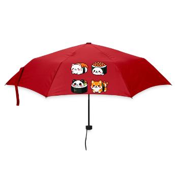 Kawaii Sushi Tierchen Kollektion - Regenschirm (klein) - Rot - Vorne