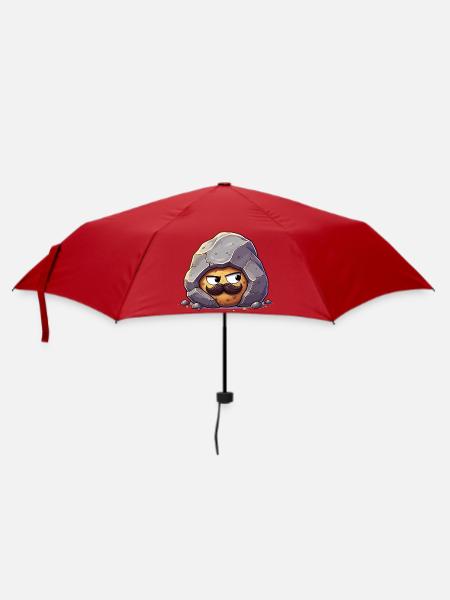 Stein mit Schnurrbart Maskottchen - Regenschirm (klein) - Rot