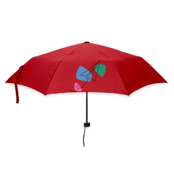 Line Art Paper Airplane with Color Background - Umbrella (small) - red - Front