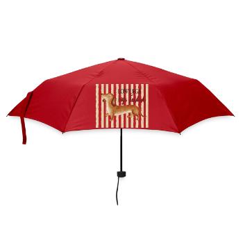 Low Legs High Standards – Lustiger Dackel - Regenschirm (klein) - Rot - Vorne