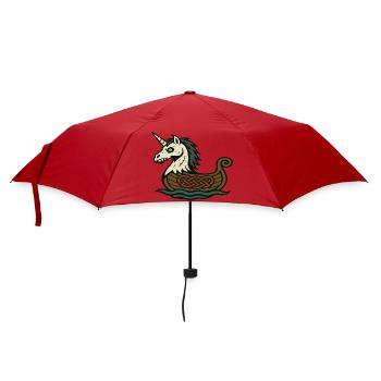 Licorne viking mort-vivant dans un drakkar nordique - Parapluie standard - rouge - Devant