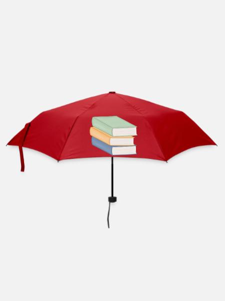 Pastellfarbiger Bücherstapel - Regenschirm (klein) - Rot