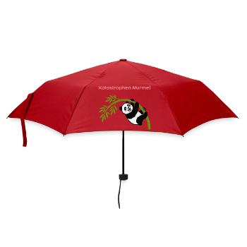 Katastrophen Murmel: Panda am Bambus - Regenschirm (klein) - Rot - Vorne