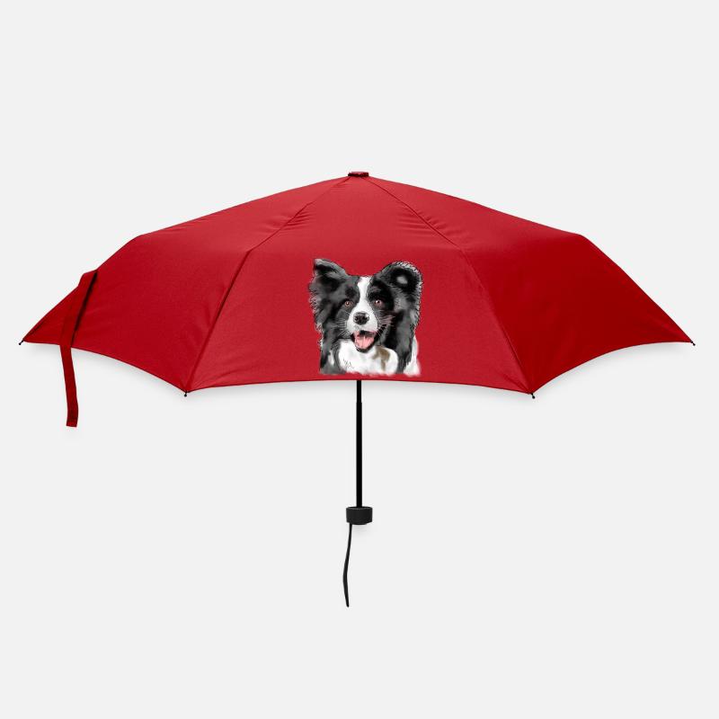 Border Collie - Regenschirm (klein) - Rot