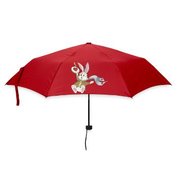 Late Again Clock Rabbit - Umbrella (small) - red - Front