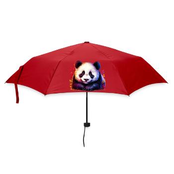 Panda - Regenschirm (klein) - Rot - Vorne